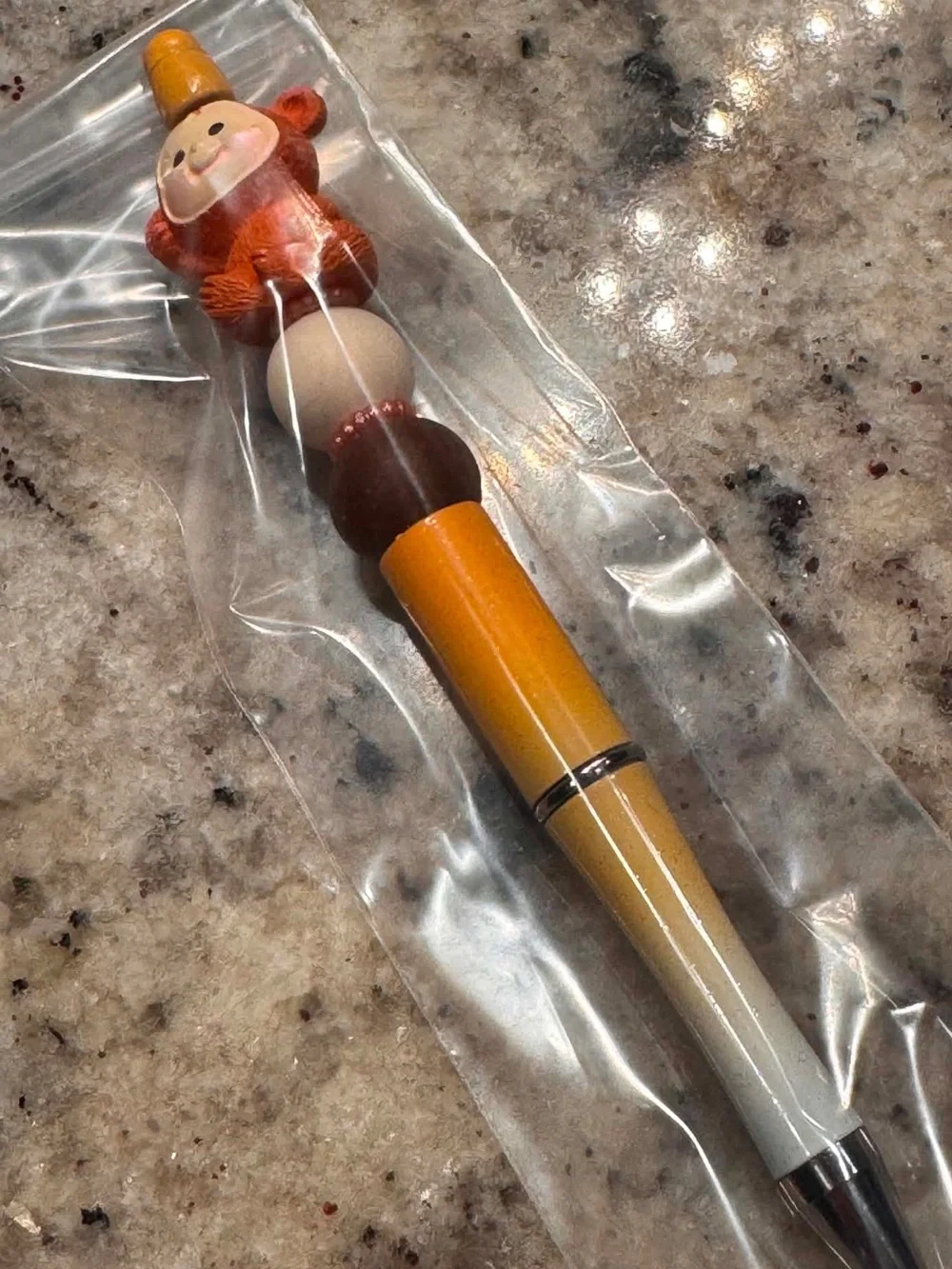 Monkey Hand Crafted Orange Brown Cream Novelty Desk Pen